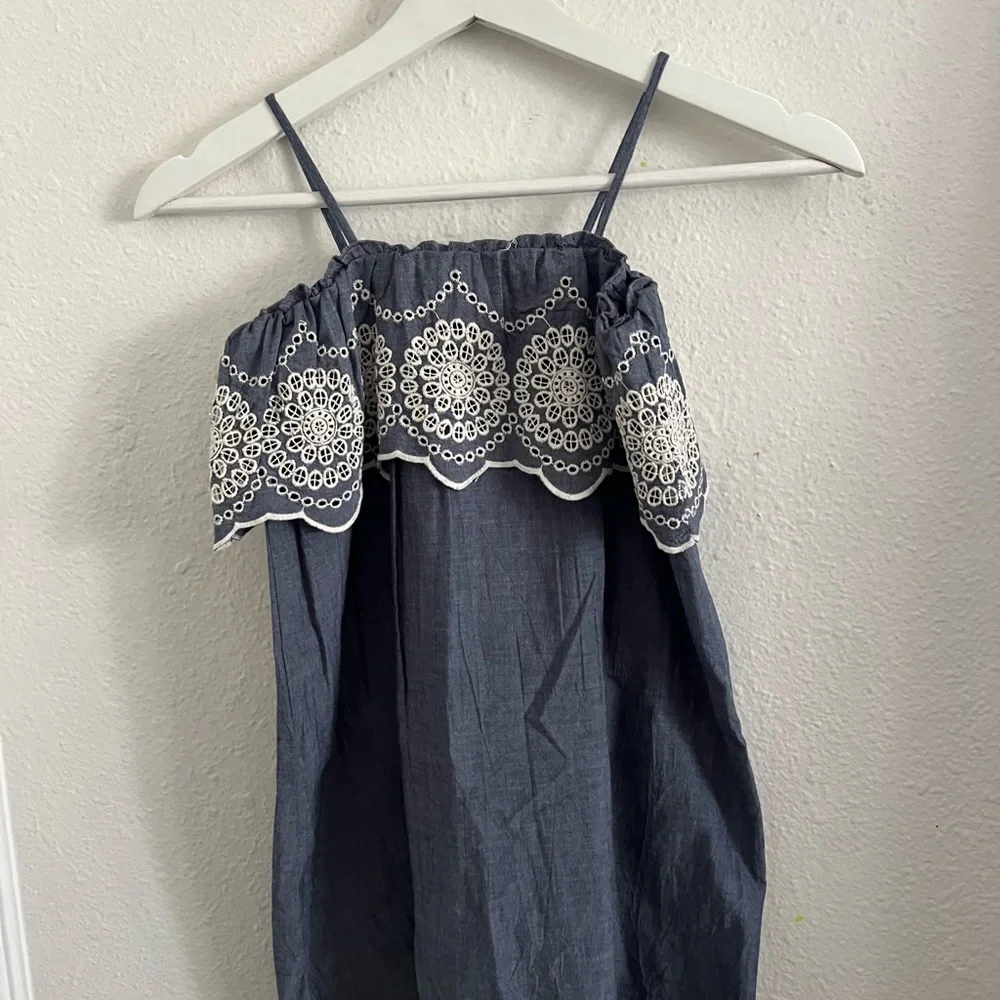 Baby gap Blue Strapless Dress with White Lace Detail